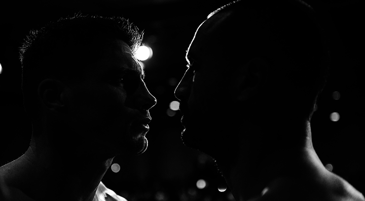 RICO VERHOEVEN AND BADR HARI FACE OFF AT THE OFFICIAL COLLISION 2 PRE-FIGHT WEIGH INS